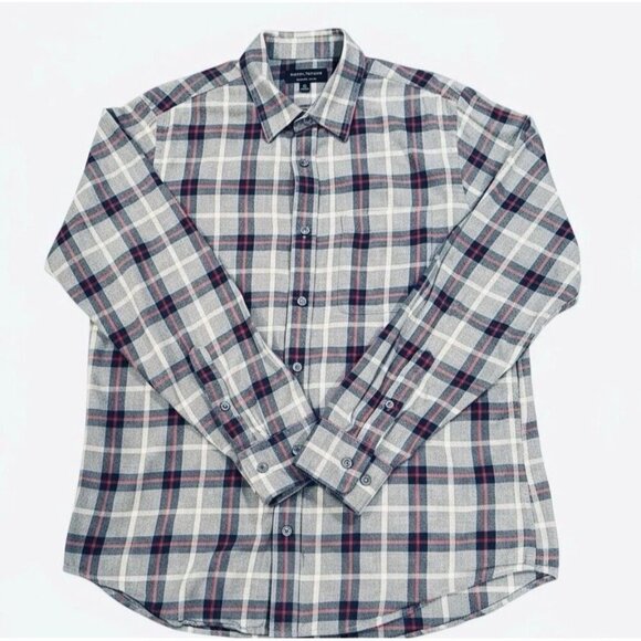 Banana Republic Other - Banana Republic Lightweight Gray Blue Plaid Flannel Shirt Mens Medium